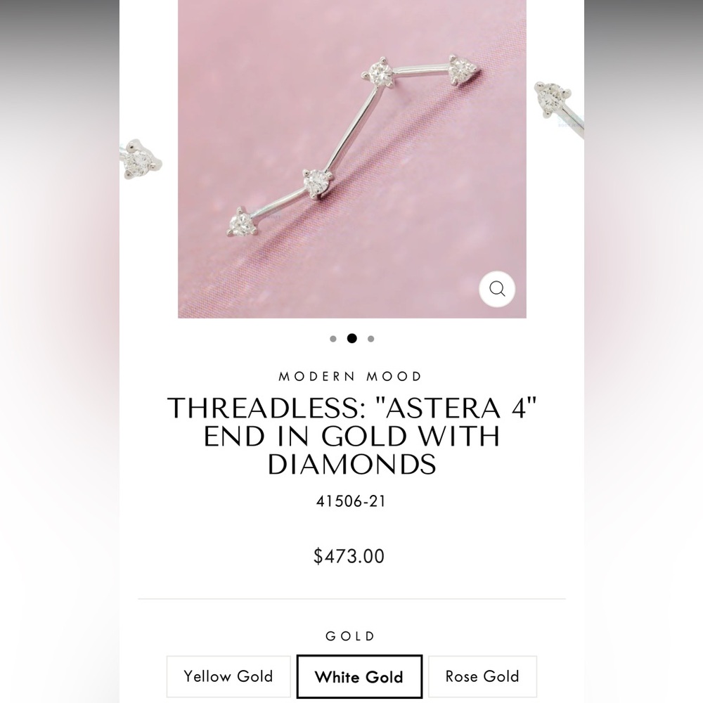 MODERN MOOD
THREADLESS: "ASTERA 4" END IN WHITE GOLD WITH DIAMONDS